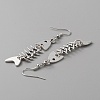 Alloy Fishbone Long Dangle Eararings for Women EJEW-WH0017-45A-P-2