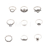 9Pcs Alloy Rhinestone Plain Band Rings PW-WG2EE61-01-5