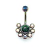 304 Stainless Steel Pave Colorful Cubic Zirconia Curved Barbell Belly Rings FS-WG9F3DF-07-1