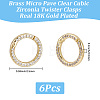 6Pcs Brass Micro Pave Clear Cubic Zirconia Twister Clasps KK-SC0008-22-2