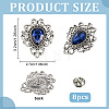 8Pcs Teardrop Zinc Alloy & Glass Lapel Pin Backs for Clothes JEWB-PH0001-90A-2
