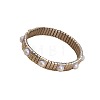 304 Stainless Steel & Plastic Pearl Beads Stretch Bangles for Women WG0AFE3-01-3