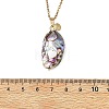 Ocean Natural Paua Shell Oval Pendant 304 Stainless Steel Cable Chain Necklaces for Women NJEW-JN06188-3
