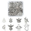 50Pcs 8 Styles Tibetan Style Alloy Moon with Fairy Pendants FIND-YW0005-15-1