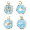 4Pcs Golden Ocean Brass Enamel Pendants KK-TADJ0001-32-3