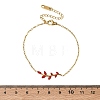 304 Stainless Steel Rhinestone Leaf Link Bracelets SA-CBA5F76-03G-7