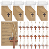 Wood Cross with Jute Cord Pendant Decorations HJEW-GA00090-1