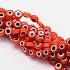 Handmade Evil Eye Lampwork Flat Round Bead Strands LAMP-L058-10mm-08-1