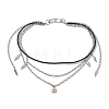 Summer 304 Stainless Steel Figaro Chain & Braided Leather Cord Chain Belts NJEW-C00034-1