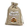 Christmas Printed Burlap Packing Pouches Drawstring Bags ABAG-Q053-02A-11-3