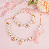 2Pcs Glass Pearl Beads & Iron Chain Pet Collar NJEW-DR00004-4