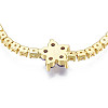 Cubic Zirconia Classic Tennis Necklace with Flower Links NJEW-N048-01D-4