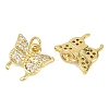 Brass Micro Pave Clear Cubic Zirconia Charms KK-D218-26G-03-2