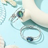 Natural Abalone Shell Flat Round Open Bangles BJEW-JB14315-02-1