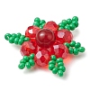 Woven Natural Carnelian(Dyed & Heated) & Glass Seed Beads Snowflake Multi-Strand Links PALLOY-MZ00319-01-3