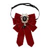 Polyester Bow Tie with Alloy Glass Brooch AJEW-WH0481-784C-1