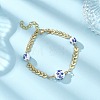 Leaf Brass Brass Handmade Cobs Link Chains Bracelets BJEW-JB12818-1