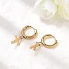304 Stainless Steel Cross Hoop Earrings EJEW-K268-47G-2