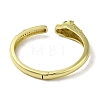 Brass Pave Clear & Green Cubic Zirconia Leopard Open Cuff Bangle for Women BJEW-K246-20B-G-3