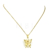 Brass Micro Pave Cubic Zirconia and Natural Pearl Butterfly Pendant 304 Stainless Steel Cable Chain Necklaces for Women NJEW-JN06182-3