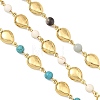 3Pcs 3 Styles Ocean Synthetic Turquoise & Natural Flower Amazonite & Synthetic Turquoise & 304 Stainless Steel Teardrop Handmade Beads Chains AJEW-JB01655-02-3