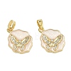Brass Micro Pave Clear Cubic Zirconia Pendants KK-A294-10G-02-1