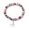 Natural Pink Zebra Jasper Beaded Stretch Bracelets for Woman BJEW-JB11526-02-2