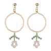 Flower Colorful Glass Seed Beads Dangle Earrings EJEW-MZ00148-3