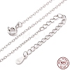 Anti-Tarnish Rhodium Plated 925 Sterling Silver Flat Cable Chain Necklace NJEW-A011-01A-P-3