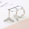 Brass Clear Cubic Zirconia Fishtail Hoop Earrings WGDD127-02-2