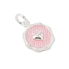 925 Sterling Silver Enamel Flat Round with Heart Charms with Jump Rings and 925 Stamp STER-D288-04S-03-2