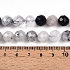 Natural Black Rutilated Quartz Bead Strands G-S345-10mm-30-5