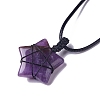 Adjustable Natural Amethyst Star Pendant Necklace NJEW-B086-03B-3