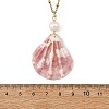 Natural Scallop Shell Pendant 304 Stainless Steel Satellite Chain Necklaces with Natural Pearl NJEW-JN06547-5