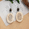Bohemian Wood & Rattan Wood Woven Dangle Earrings WG8783F-05-1