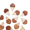 Transparent Resin & Walnut Wood Pendants RESI-CJ0001-51-5