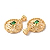 Brass Emerald Rhinestone Pendants KK-I703-13G-3