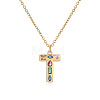 Brass Pave Colorful Cubic Zirconia Initial Pendant Necklaces for Women FS-WG02860-20-1