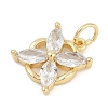 Brass Micro Pave Clear Cubic Zirconia Charms KK-G522-37G-2