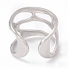 304 Stainless Steel Wide Hollow Open Cuff Ring for Women RJEW-G275-02P-3
