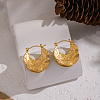Vintage Style Textured Moon 304 Stainless Steel Hoop Earrings UW4126-3