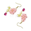 Handmade Glass Seed Beads Flower Dangle Earrings EJEW-MZ00362-01-4