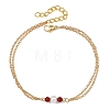 White Round Shell Pearl & Natural Carnelian Beads Anklets AJEW-AN00835-02-3