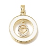 Brass Micro Pave Clear Cubic Zirconia with White Enamel Pendants CU-CBAA556-08C-1
