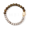 Natural Moon and Star Xingyue Bodhi & Wood & Brass Spacer Beads Beaded Stretch Bracelets for Women BJEW-TA00749-3