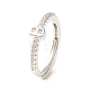 Clear Cubic Zirconia Initial Letter Adjustable Ring RJEW-C052-01P-B-1