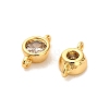 Brass Pave Clear Cubic Zirconia Flat Round Connector Charms KK-H515-02C-G-2