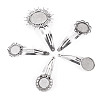 20Pcs 5 Styles Iron Snap Hair Clips with Tibetan Style Alloy Round Trays MAK-TA0001-45-3