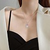 Natural Hetian White Jade Bunny Pendant Necklace with Cubic Zirconia JN1080A-4