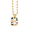 Brass Pave Colorful Cubic Zirconia Initial Pendant Necklaces FS-WG26597-02-1